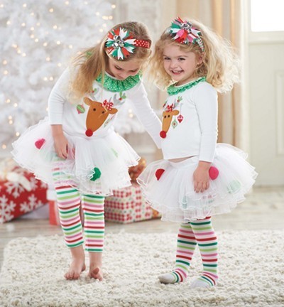 White Christmas Reindeer Tutu Skirt Set