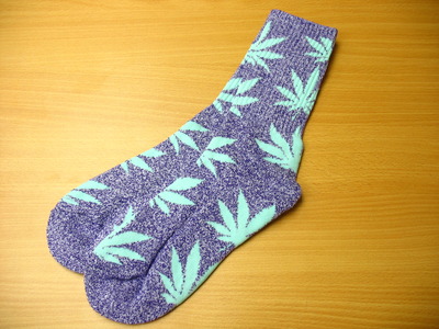 Harajuku Weed Marijuana Crew Socks Purple Heather/Mint Color