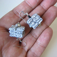 Security Envelope Earrings - Black & White - Thumbnail 1
