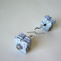 Security Envelope Earrings - Black & White - Thumbnail 3