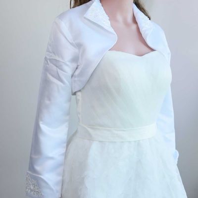 Wedding bridal lace neck collar jacket bolero cape shrug 3/4 long sleeves