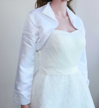 Wedding Bridal Lace Neck Collar Jacket Bolero Cape Shrug 3/4 Long Sleeves