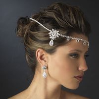 FREE SHIP - Wedding Rhinestone Crystal Teardrop Dangle Hair Chain & Necklace & Earrings - Thumbnail 3