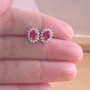 925 Ruby (Lab Created) Earrings/925 Silver Ruby Stud Earrings/Ruby Jewellery/Ruby Jewelry/Red Ruby Earrings/925Ruby Earrings/July Birthstone-1