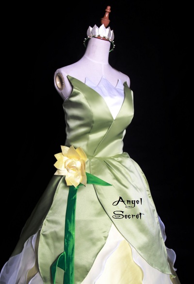 P123  [Adlut]  Disney Dress Princess and Frog Tiana Costume tailor made adlut GOWN