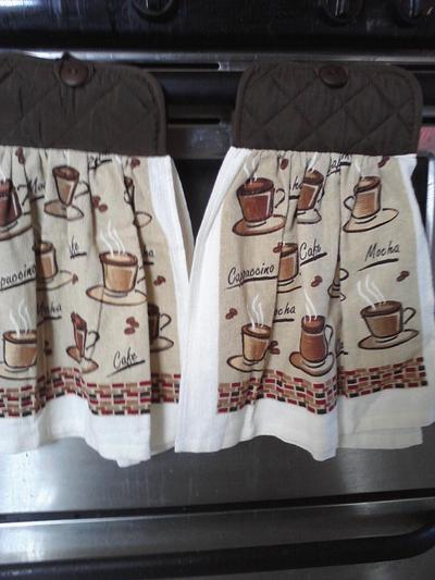Brown rooster fabric towels