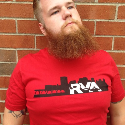 Red skyline rva beard league t-shirt