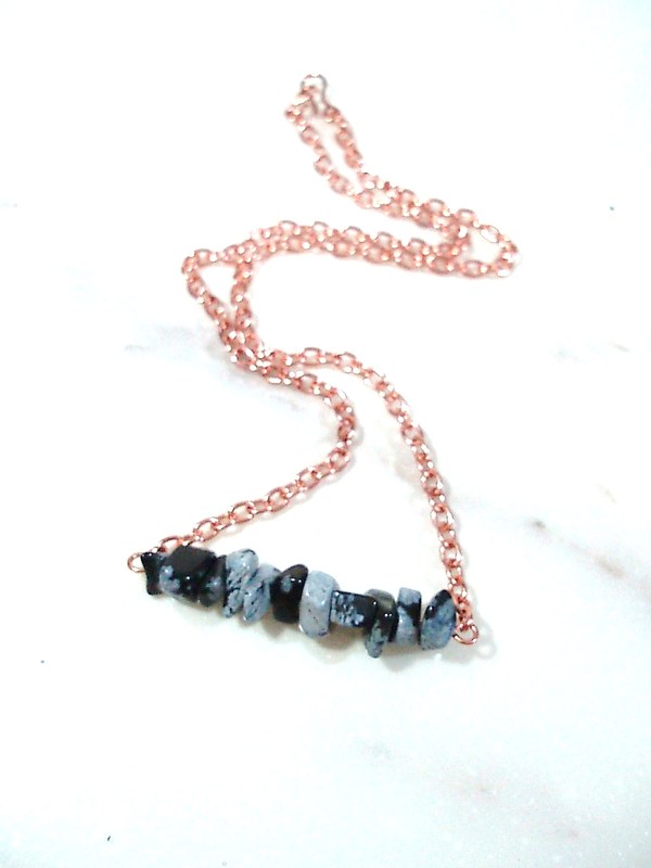 Modern Snowflake Obsidian Necklace (N62)