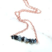 Modern Snowflake Obsidian Necklace (N62)