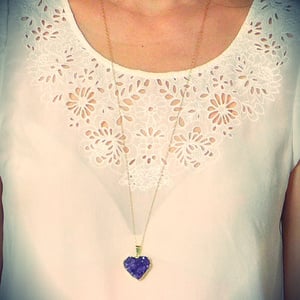 Amethyst Druzy Heart Necklace - Thumbnail 3