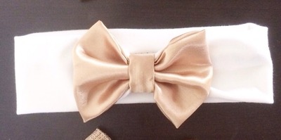 White and Gold Bow Headwrap