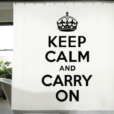 Keep calm & carry on black & white bathroom use shower curtain 180 x 200 cm set