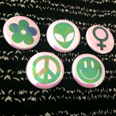 90's symbols pinback button set