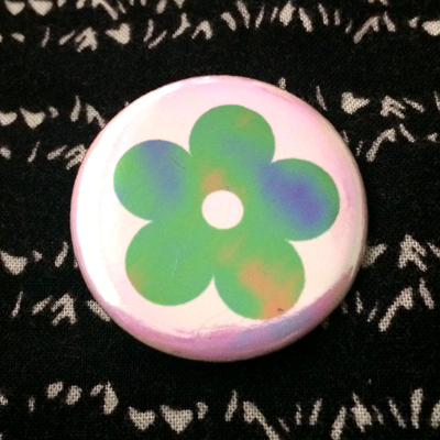 90's flower pinback button