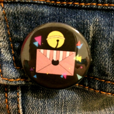 Puppycat Envelope Pinback Button