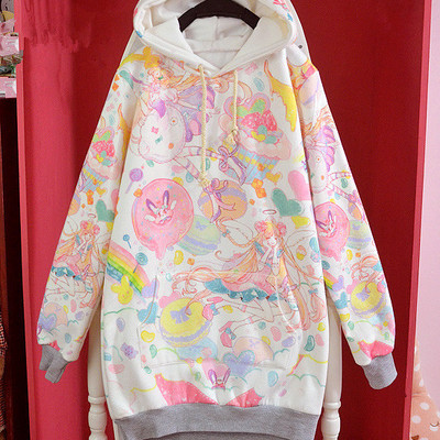 2024 new winter plus velvet votton harajuku cute animal party hoodies
