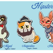 Hipster Cats - Set of 3 Stickers