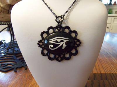 Gothic eye of horus cameo necklace