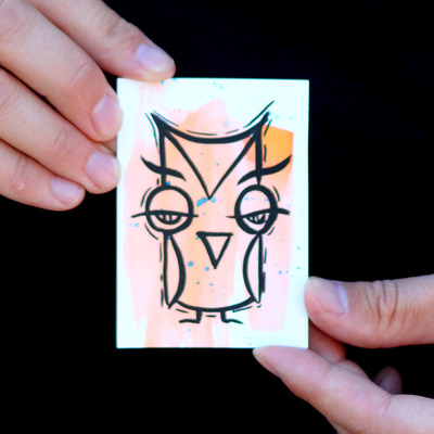 Original aceo painting - mini owl
