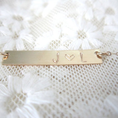 Personalized gold bar necklace 