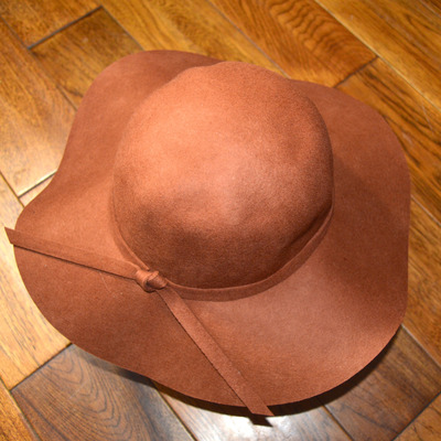 Brown floppy wool hat