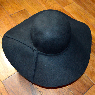 Black Floppy Wool Hat