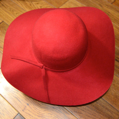 Red floppy wool hat