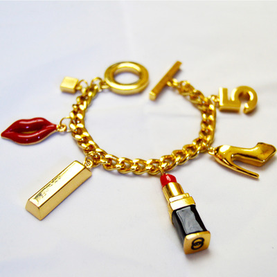 Lipstick charm bracelet