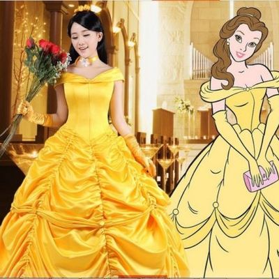 P133 cosplay beauty and beast princess belle costume tailor made kid adult gown