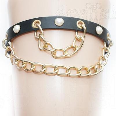 Pearl garter - black