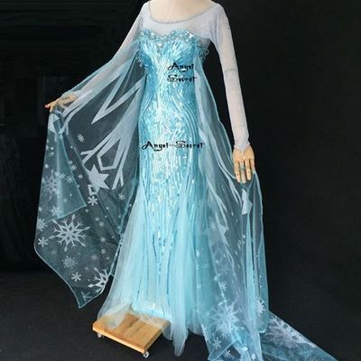 J808 movies frozen snow queen elsa cosplay costume deluxe palace dress tailor