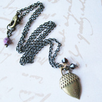 Autumn Acorn Charm Necklace. Fall Acorn Necklace. - Thumbnail 2