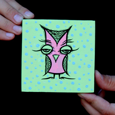 Original painting - skinny owl