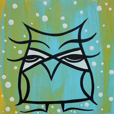 Original painting - fat owl - Thumbnail 5