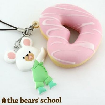 RARE ORIGINAL Bear's School Heart Doughnut Squishy Cell Phone Charm