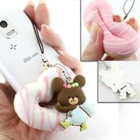 RARE ORIGINAL Bear's School Heart Doughnut Squishy Cell Phone Charm - Thumbnail 1
