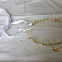 Gilded Branches Jeweled Bridal Crown in Gold or Silver  - Thumbnail 4