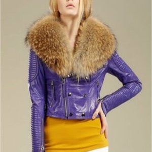 Fur Leather Jacket - Thumbnail 1