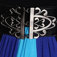 Plus Size Tri-Color Belted Maxi Dress - Thumbnail 2