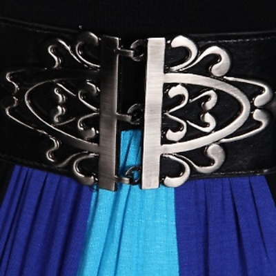 Plus size tri-color belted maxi dress