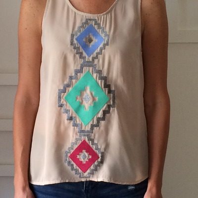 Aztec embroidery tank ~ beige  - Thumbnail 5