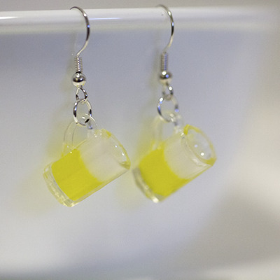 Kawaii cute miniature food earrings - beer mug