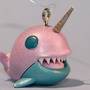 Pink and teal whale ornament-1