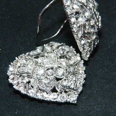 Rhinestone Crystal Heart Shaped Wedding Dance Shoes Clips Pair