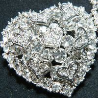 Rhinestone Crystal Heart Shaped Wedding Dance Shoes Clips Pair - Thumbnail 1