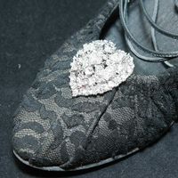 Rhinestone Crystal Heart Shaped Wedding Dance Shoes Clips Pair - Thumbnail 2
