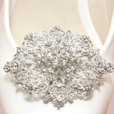 Rhinestone crystal oval shape wedding dance shoes clips pair - Thumbnail 5