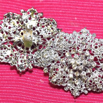 Rhinestone crystal oval shape wedding dance shoes clips pair