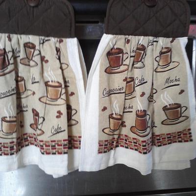 Handmade coffee lover towel and mitten