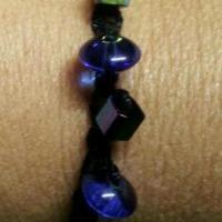 Crochet and glass bracelet - Dark blue - Thumbnail 3